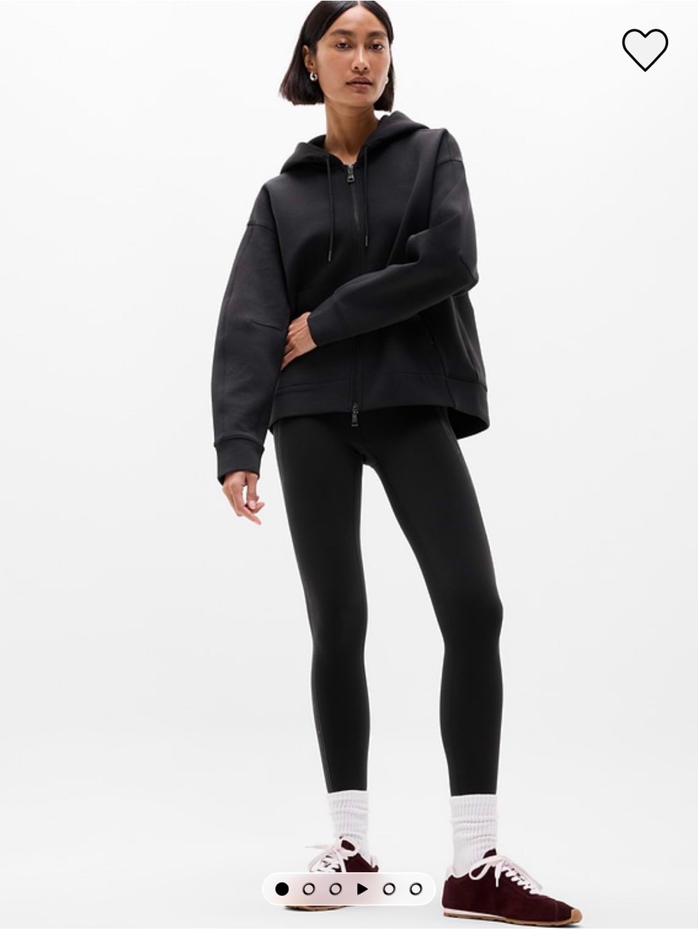Athleta Form Knit Sweatshirt Jacket Hooded Full Zip Black sz L NEW